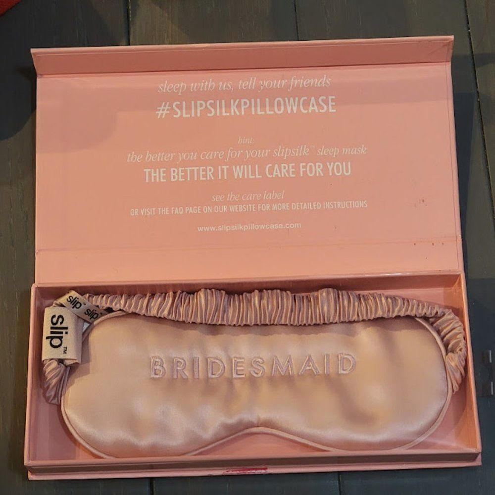 🆕️Slip Silk Sleep Mask Bridesmaid Pink Embroidered 100% Pure Mulberry Si… - Picture 8 of 11
